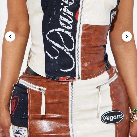 NWT Fashion Nova Over The Top Faux Leather Skirt Set - Picture 5 of 7